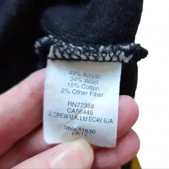 J Crew Sweater Chunky Fisherman Preppy Womens Small Popover Black Grey Melange - Picture 9 of 12